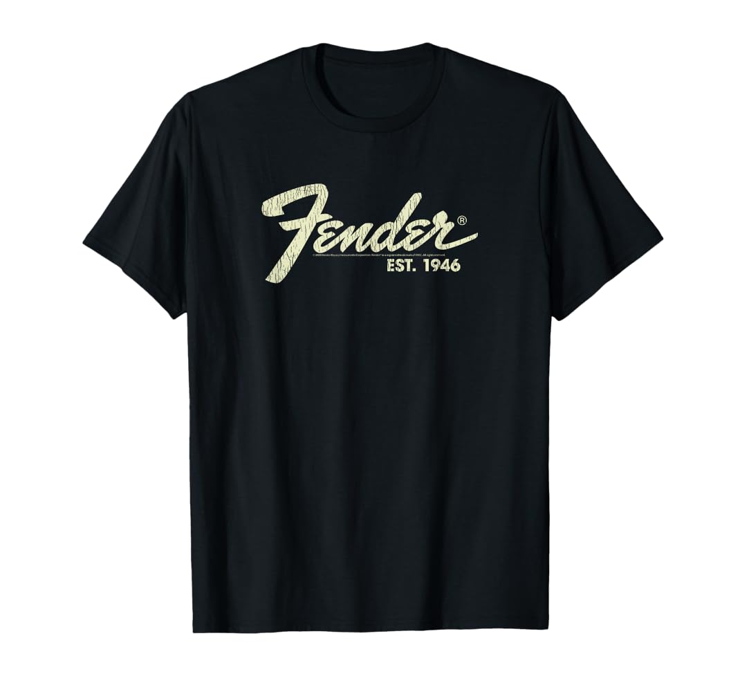 トップス Classic Small Logo T-Shirt Classic Black Amazon.com: Fender Classic Fender Est. 1946 Short Sleeve T